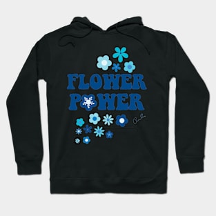 Beautiful Cool Blues Flower Power Seamless Pattern Print Hoodie